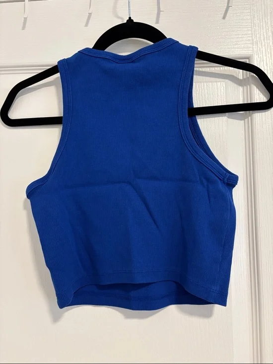 H&M Women’s Ribbed Crop Tank Top - Blue - Picture 3 of 3